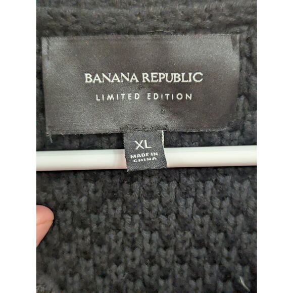 Black chunky knit zip cardigan by Banana Republic Limited Edition black label XL - Picture 3 of 12